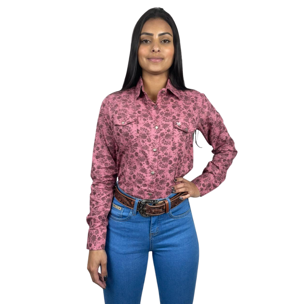 Camisa Feminina Minuty Floral Rosa Ref: 2804