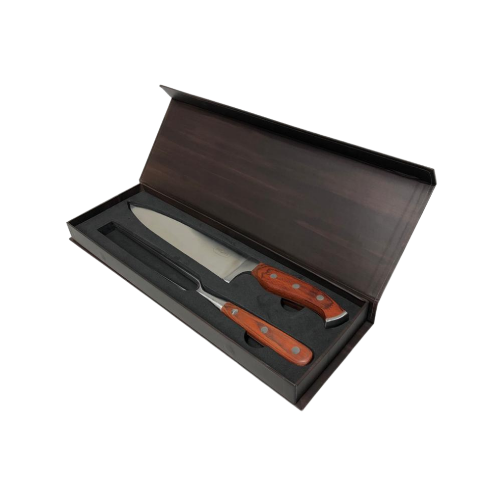 Conjunto De Faca 8 E Garfo Inox Para Churrasco Mor