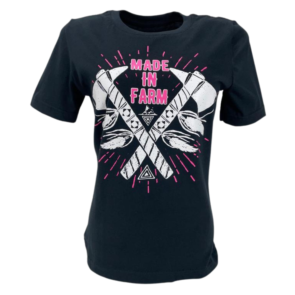 Camiseta Feminina Made In Farm Preta / Rosa