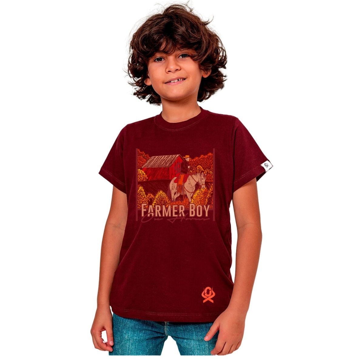 Camiseta Infantil Ox Horns Vinho Farmer Boy - Ref.5170