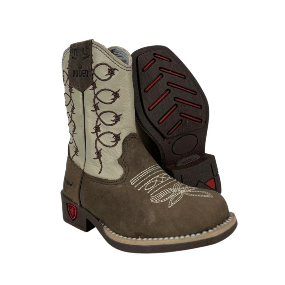 Bota Texana Infantil Texas Rodeo Café Marfim REF:TR229LQBO