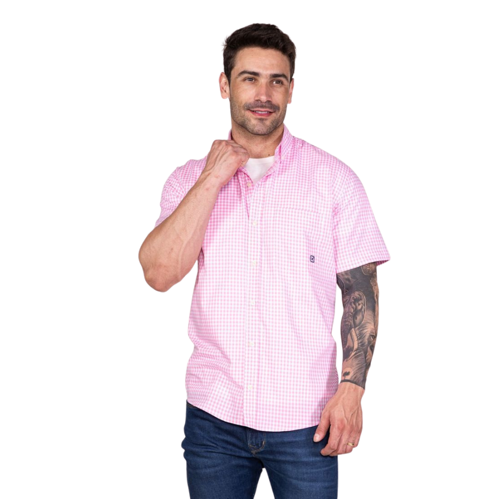 Camisa Masculina TXC Xadrez Rosa Ref: 2653C