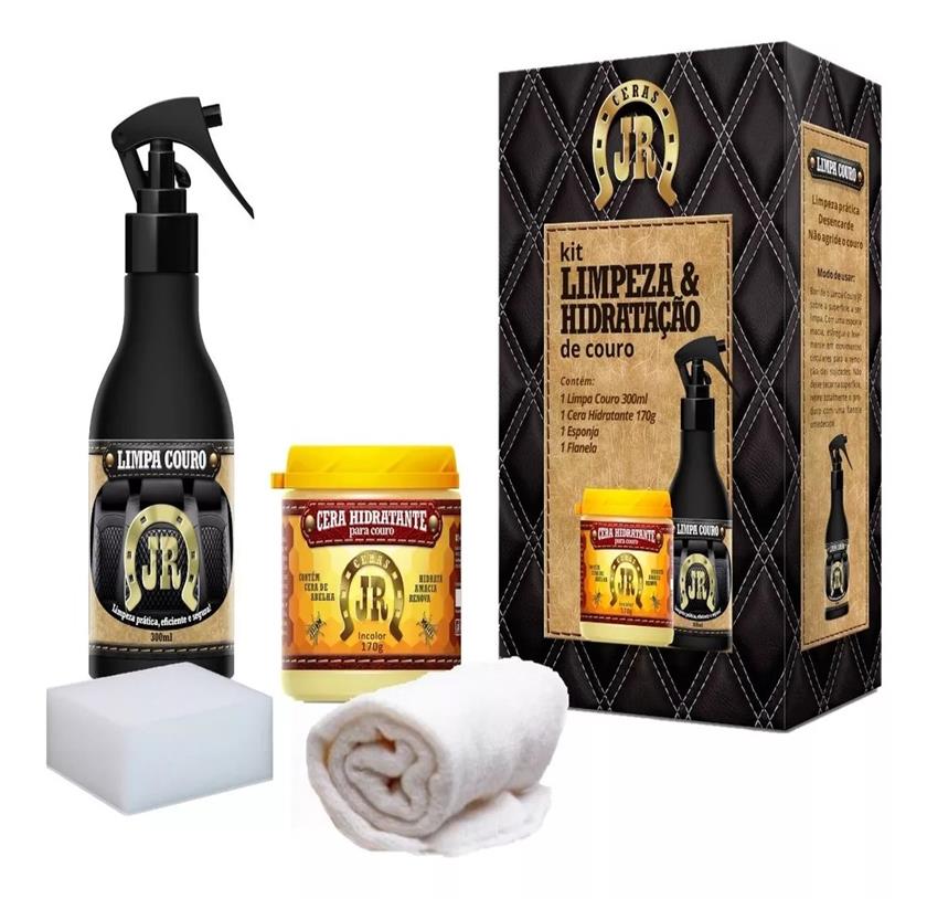 Limpa Couro com Borrifador 300ml e Cera JR 170g