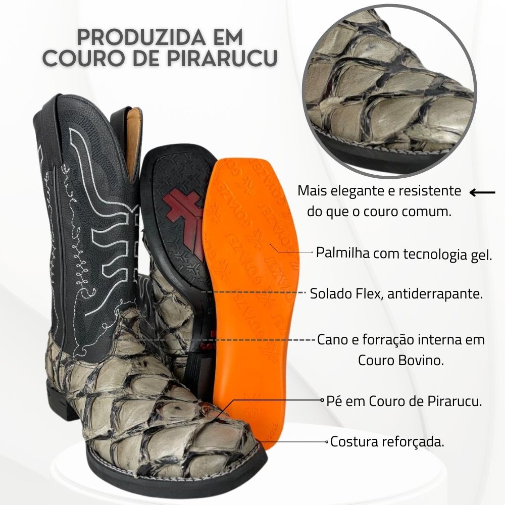 Bota de couro shops de pirarucu