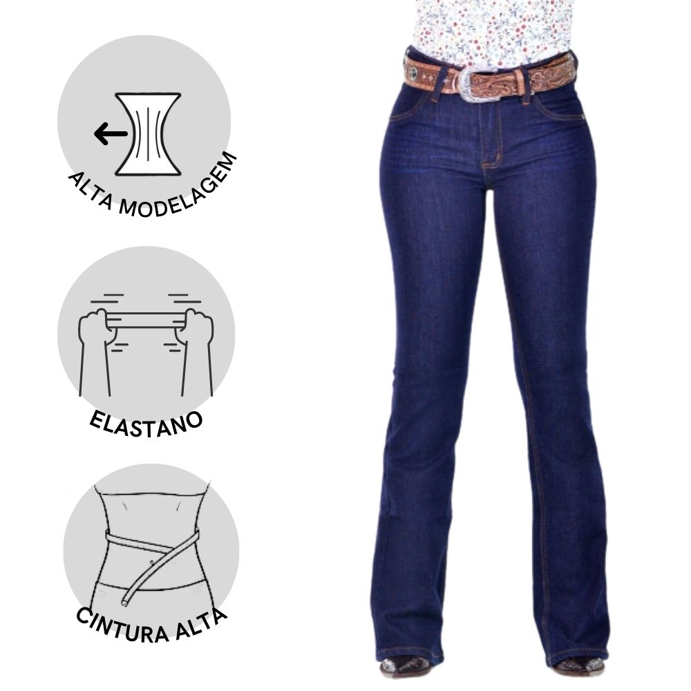 Kit 3 Calça Flare Feminina Jeans Com Licra Cintura Alta 17