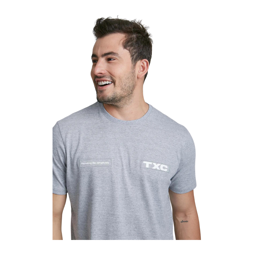 Camiseta Masculina TXC Custom Bordado Cinza- Ref. 191220 - Badana