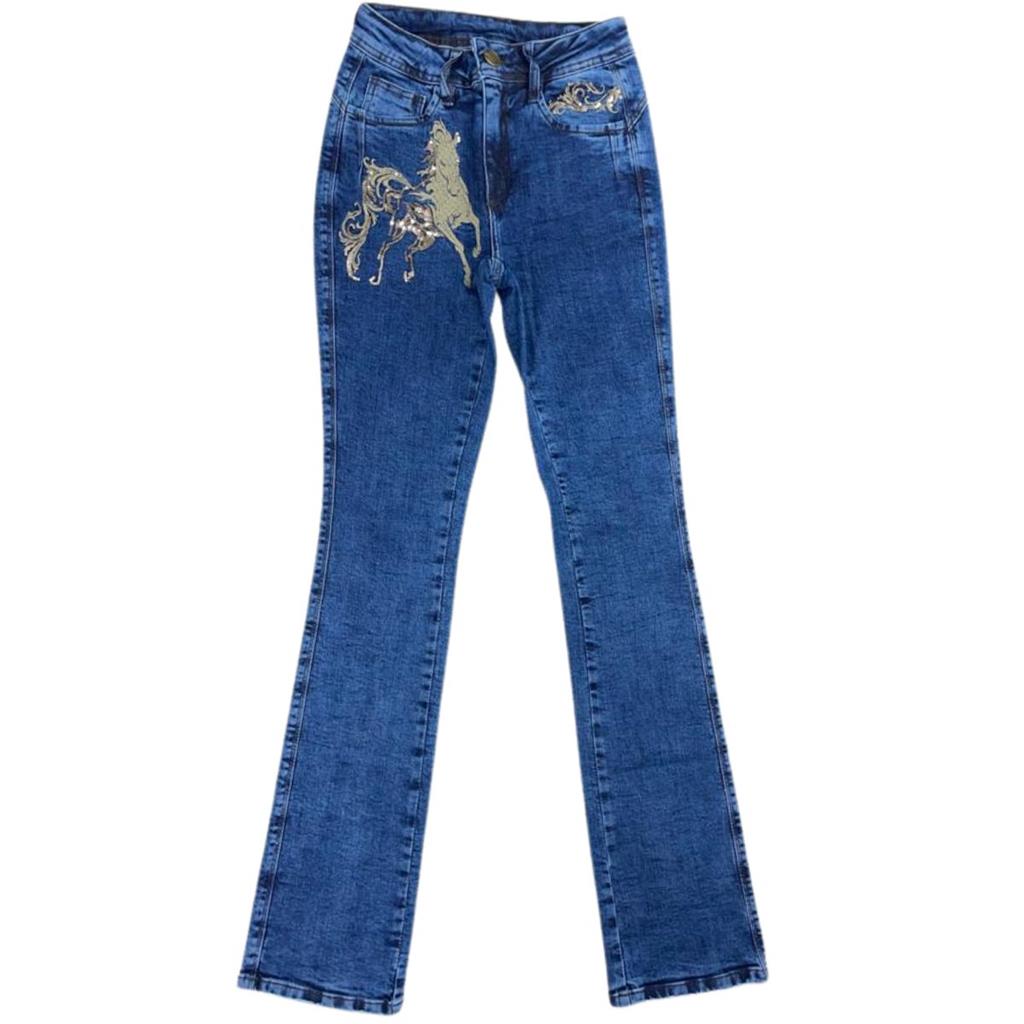 Calça Jeans Feminina Minuty Bordado Com Paetê - Ref.231302