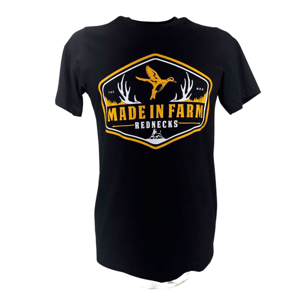 Camiseta Masculina Made In Farm Manga Curta Preta Red Necks