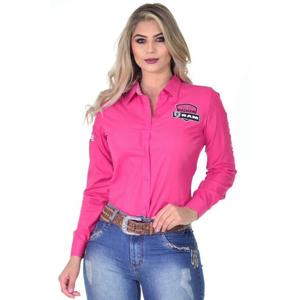 Camisa Radade Feminina Pink Bordada Ram