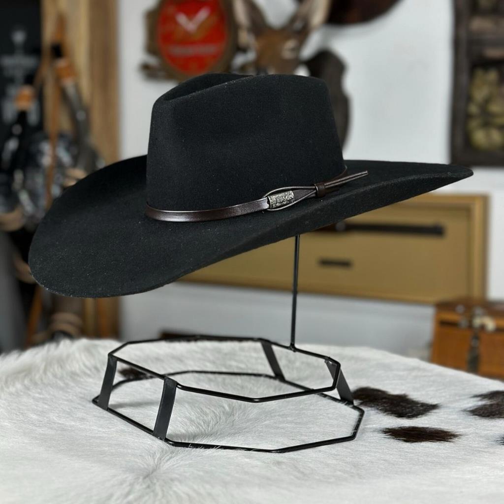 Chapéu Country Stetson Preto Carneira em Couro Ref. 64421 - Badana