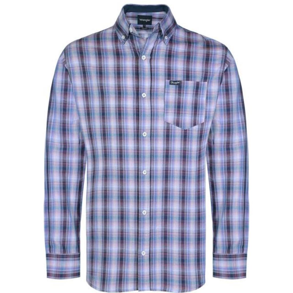 Camisa Masculina Wrangler Manga Longa Tricoline Xadrez Ref.138 UN