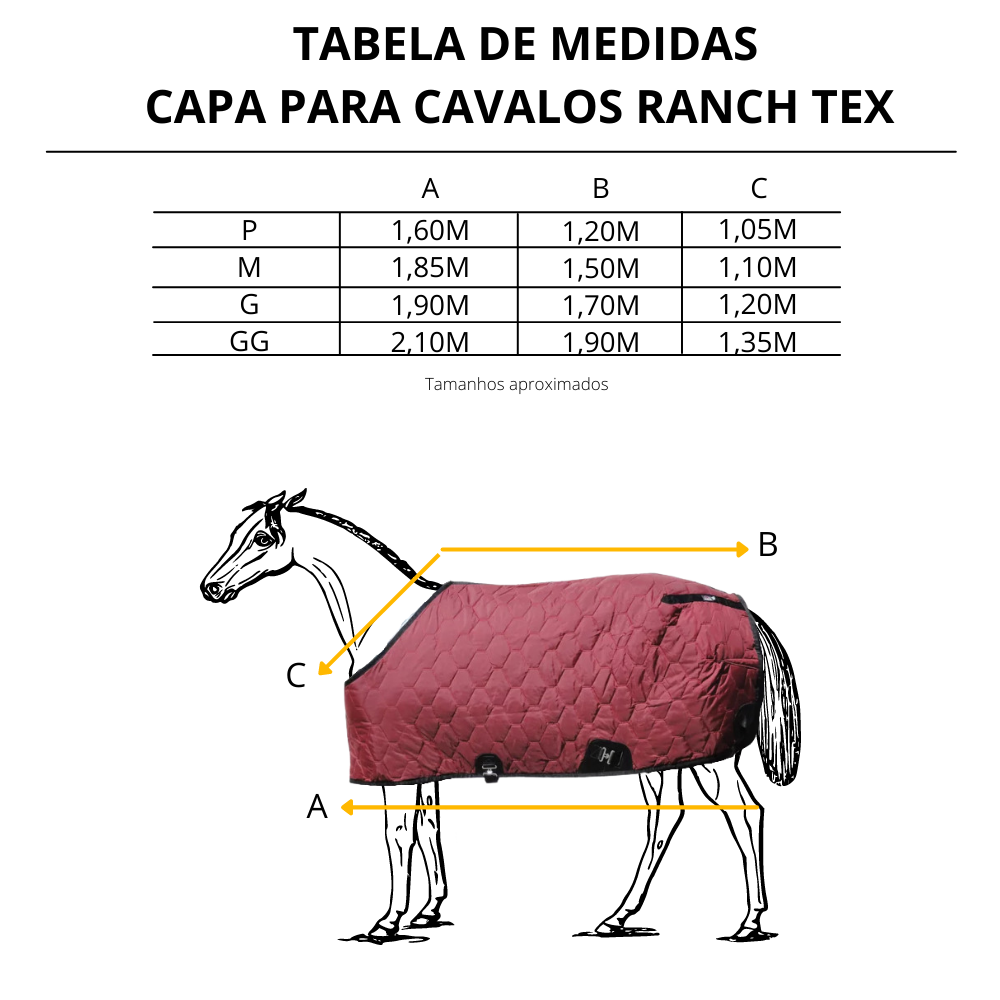 Capa Forrada Ranch Tex Para Cavalo Vermelho - REF. CPFVM - Badana