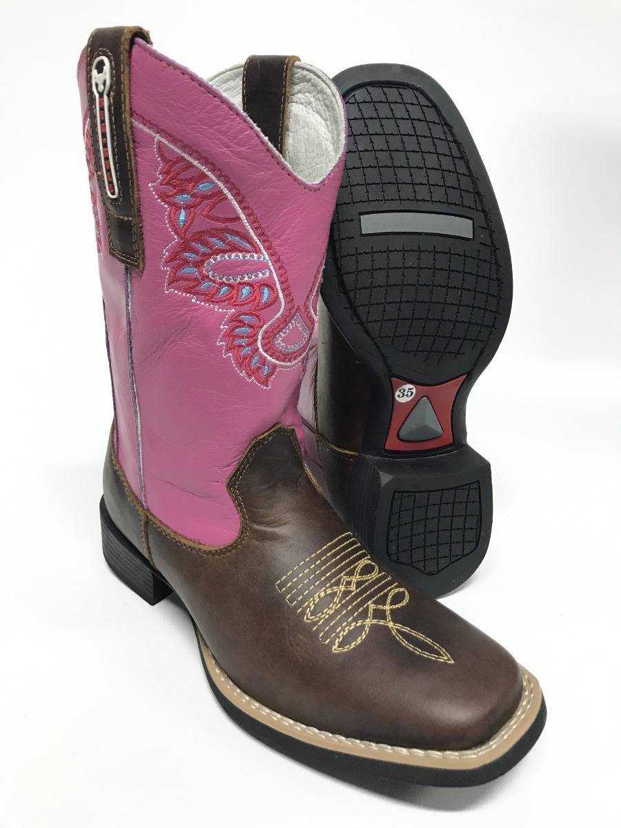 Bota Texana Country Feminina Big Bull Bico Quadrado Fóssil/Rosa