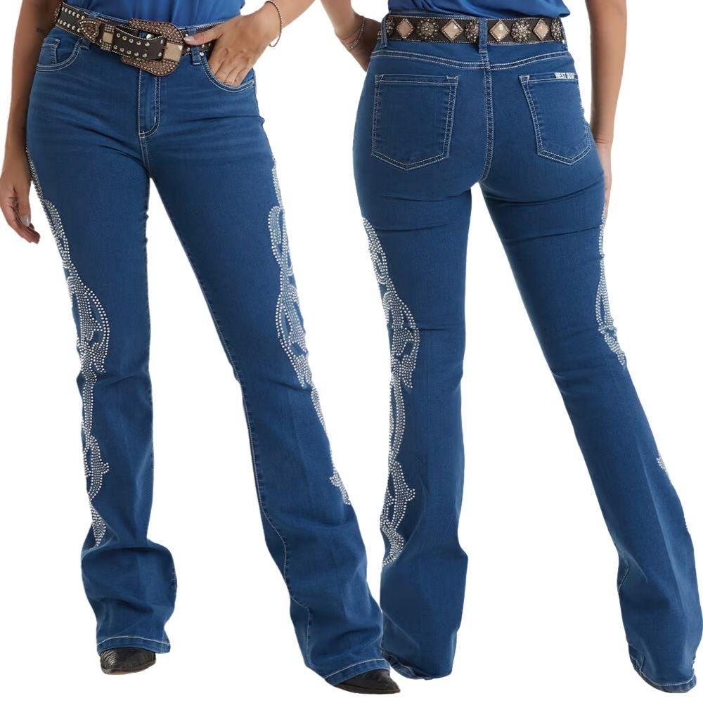 Calça Feminina Thaeme Jeans West Dust Strass Ref. CL27909