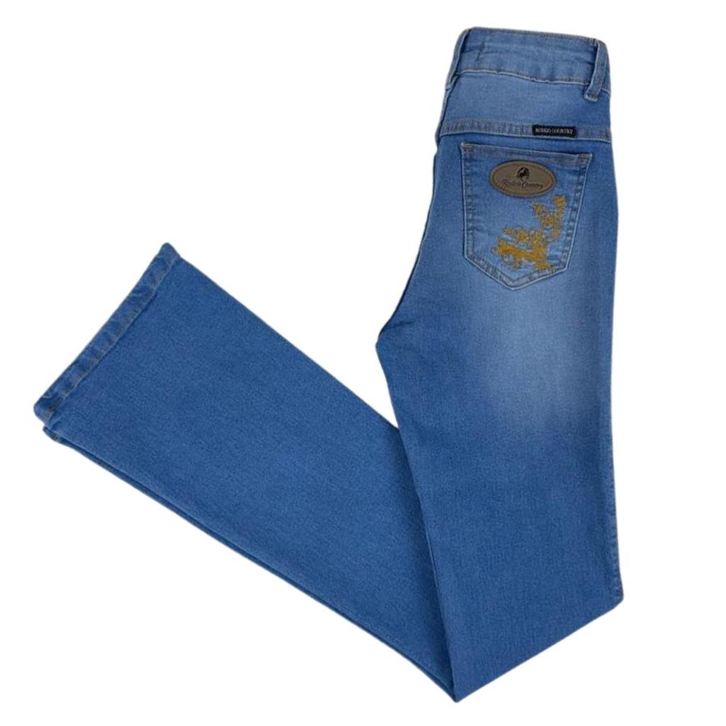 Calça Jeans Feminina Rodeio Country Medium Flare Cos Alto - Badana