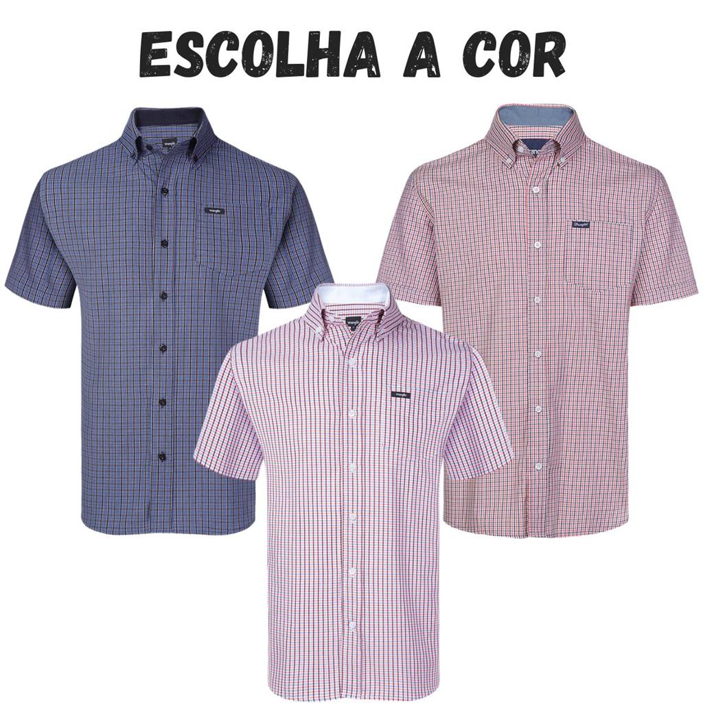 Camisa Masculina Wrangler Tricoline Xadrez Ref.WSS133UN - Escolha a cor