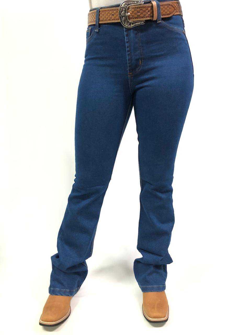 Calça Jeans Country Feminina For Texas Azul Escura Flare