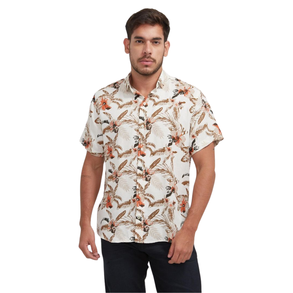 Camisa Masculina Extra TXC Estampada Bege Ref: 2799C