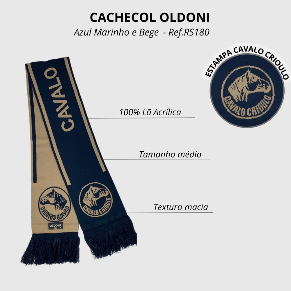 Cachecol Oldoni Unissex Cavalo Crioulo - Ref. RS180 - Escolha a cor ...