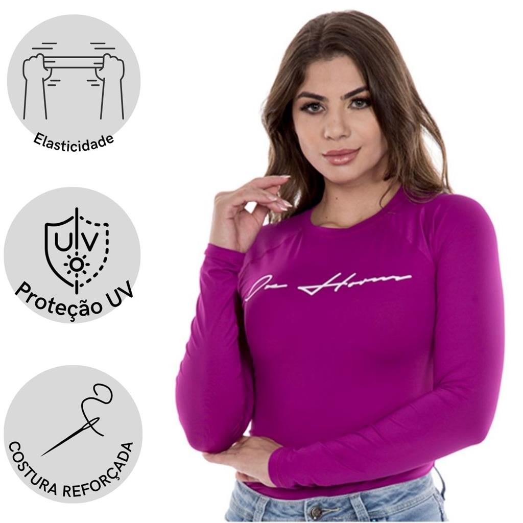 Camiseta Feminina Ox Horns Manga Longa UV Roxo Ref: 7508 - Badana