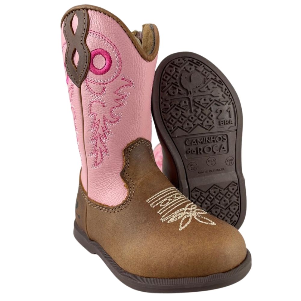 Bota Infantil Caminhos da Roça Caramelo Rosa - Ref.K126