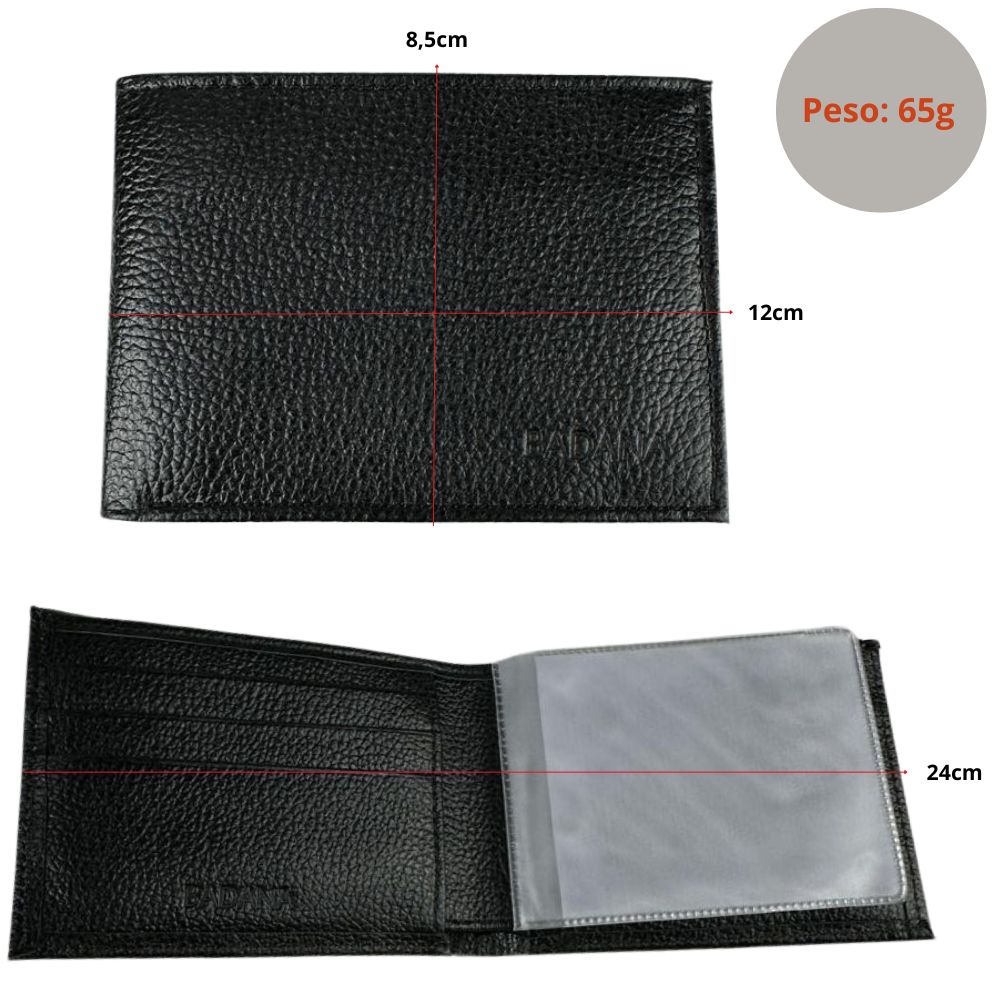 Carteira Preta Masculina Fasolo Badana Capre - Ref.L879134751 - Badana