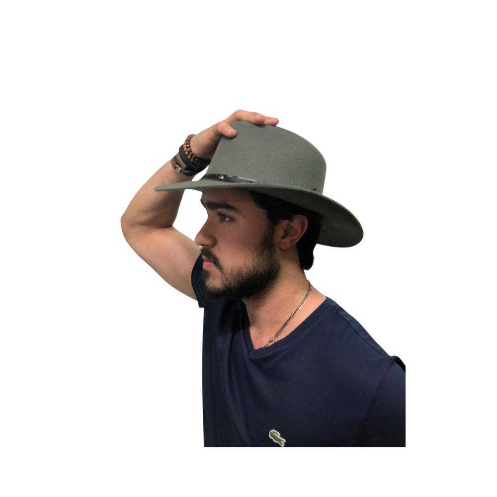 Chapéu Pralana Classic 5X Campo Cinza Aba 7,5 - Badana