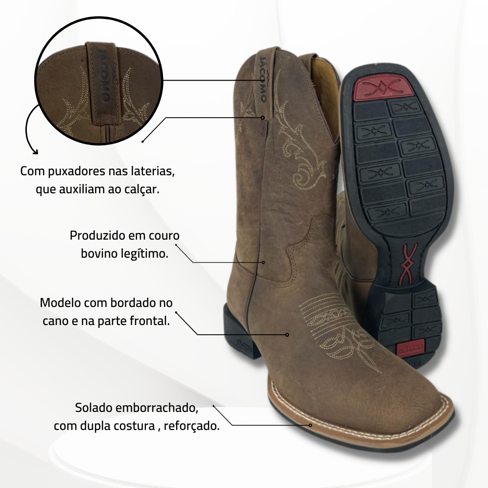 Bota Texana Masculina Jácomo Crazy - Ref.2591/UM - Badana