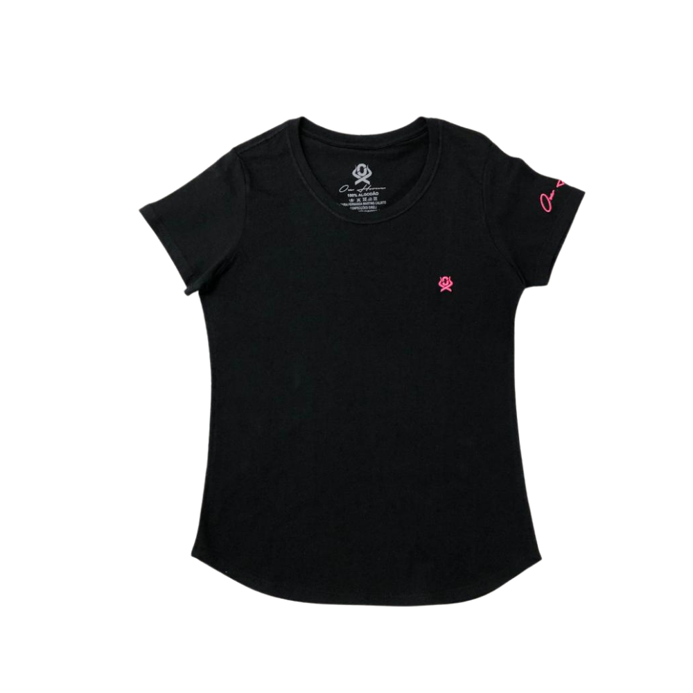 Camiseta Feminina Ox Horns T Shirt Preta Básica REF 8018