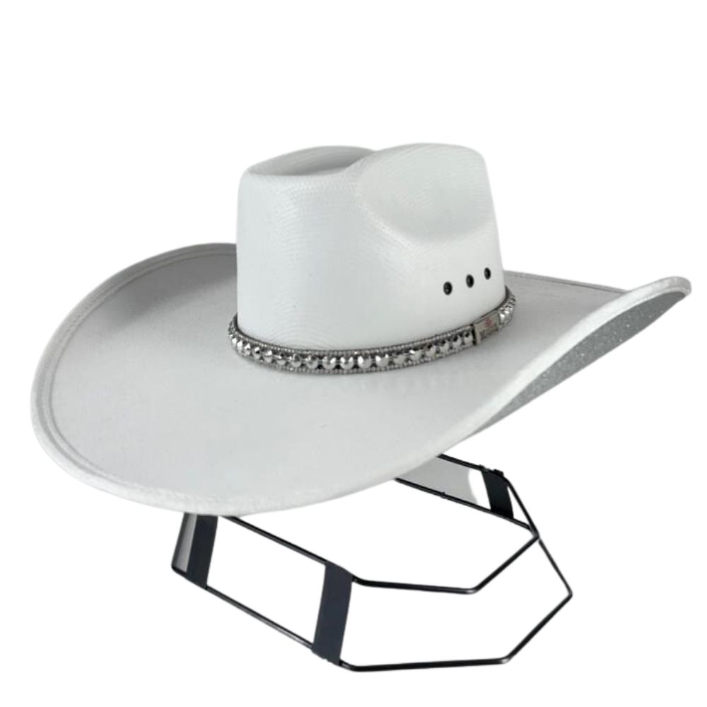 Chapéu Country Mundial Dakota Branco Com Strass - Ref. 289