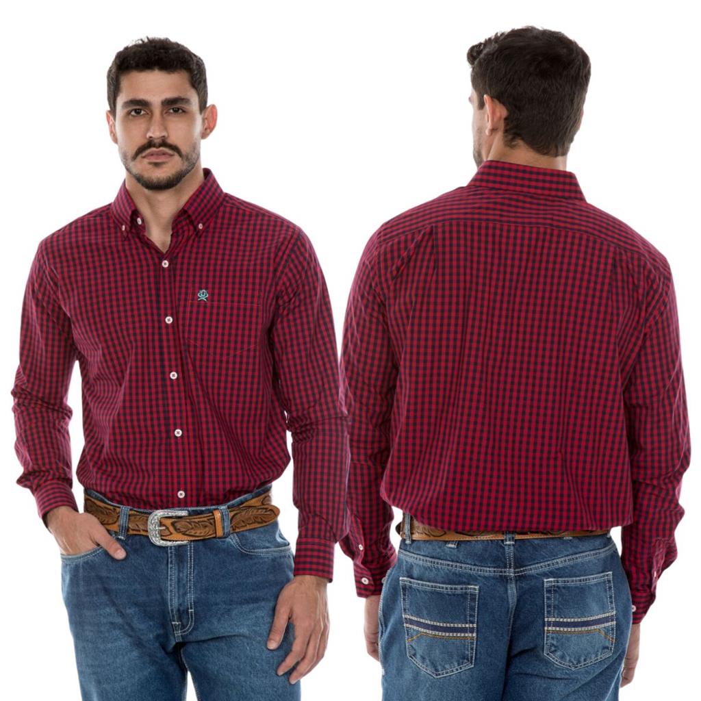 Camisa Manga Longa PRL Xadrez Vermelho