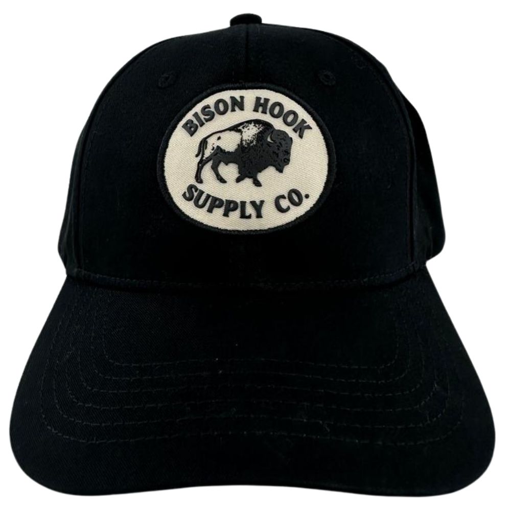 Boné Unissex Bison Hook Preto C/ Logo Aplicado Em Preto/Bege