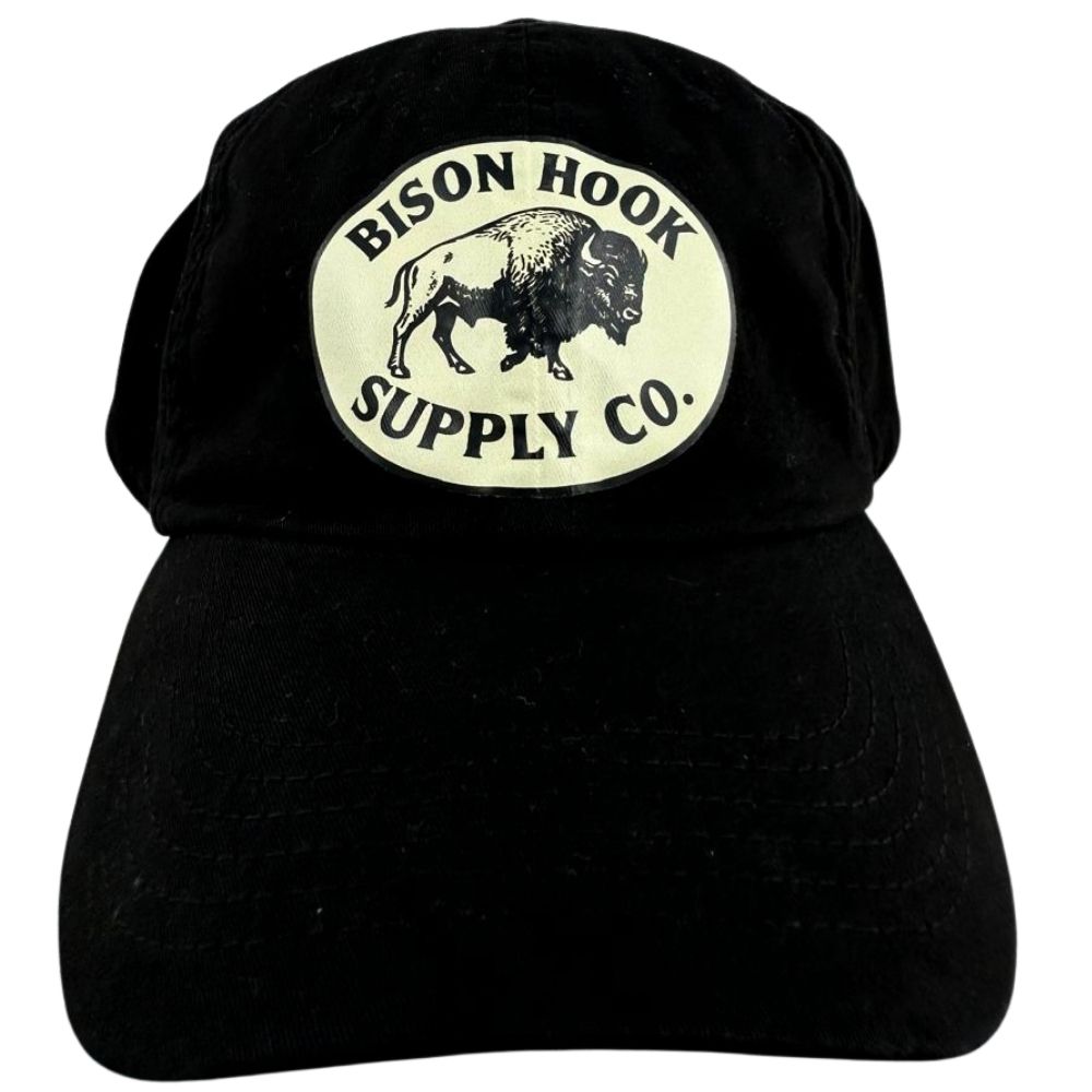 Boné Unissex Bison Hook Tecido Preto C/ Logo Estampado Preto/Bege