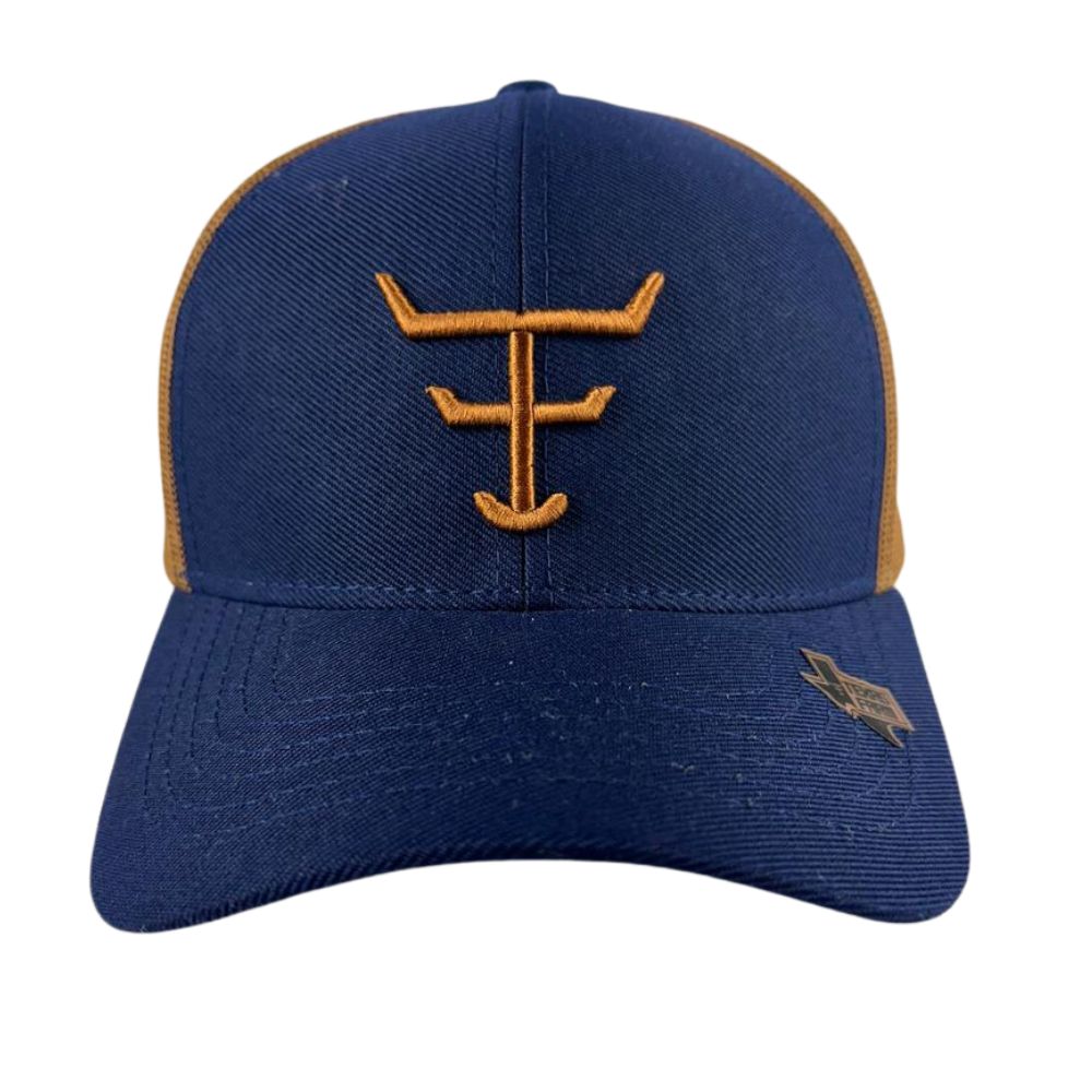 Boné Unissex Texas Farm Double Azul Marinho Com Logo Bordado Caramelo Ref TF912