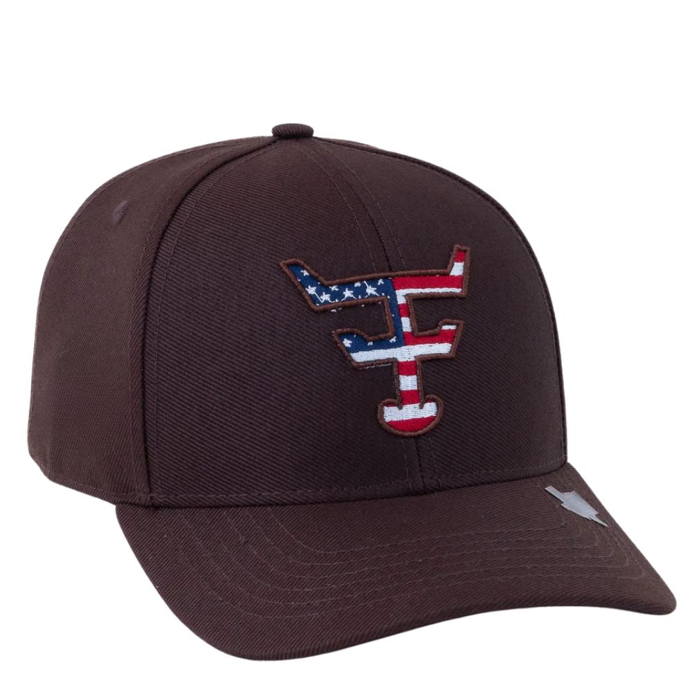 Boné Unissex Texas Farm Marrom Café Com Logo Bandeira EUA Ref:TF355