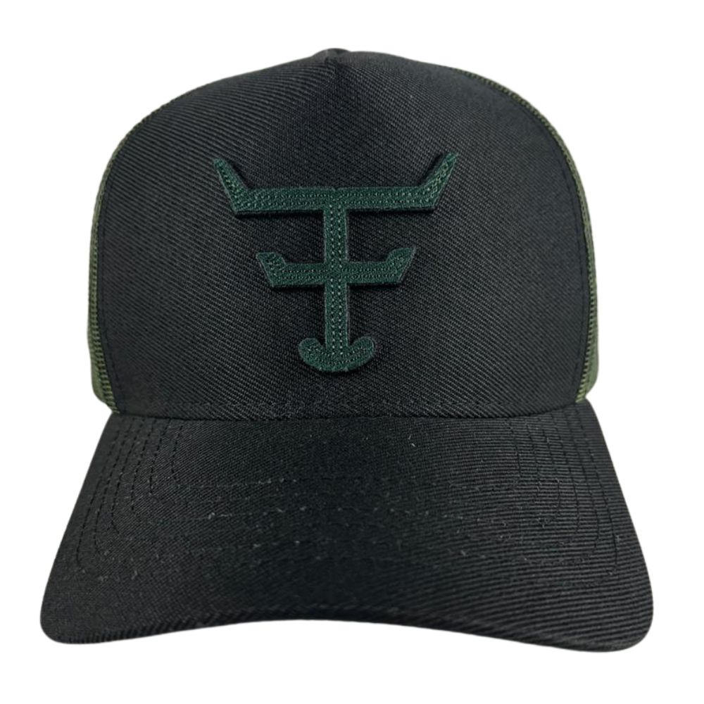 Boné Unissex Texas Farm Preto/Verde Musgo Com Logo Verde Ref TF0912