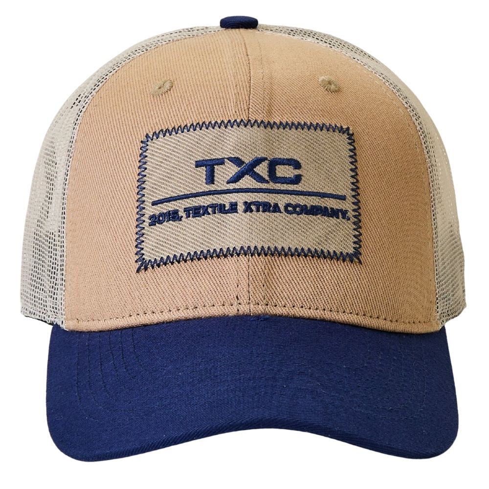 Boné Unissex TXC High Snap Sarja Areia Com Tela E Logo Bordado E Aba Azul Ref:120519C