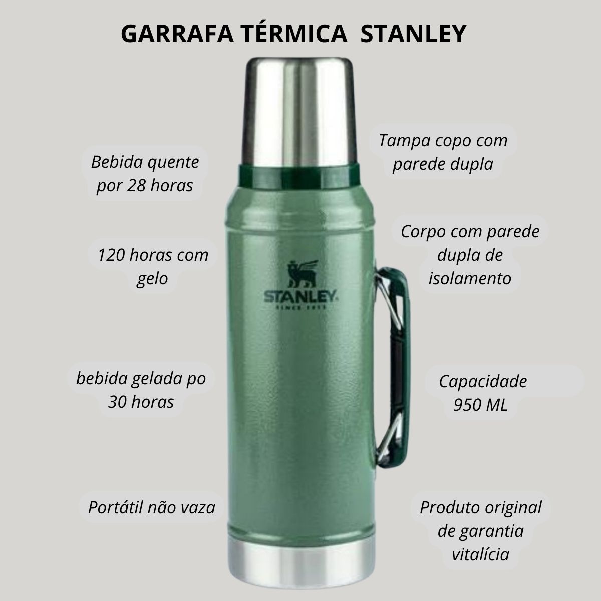 Garrafa Térmica Classic 950 ml Stanley Matte Black