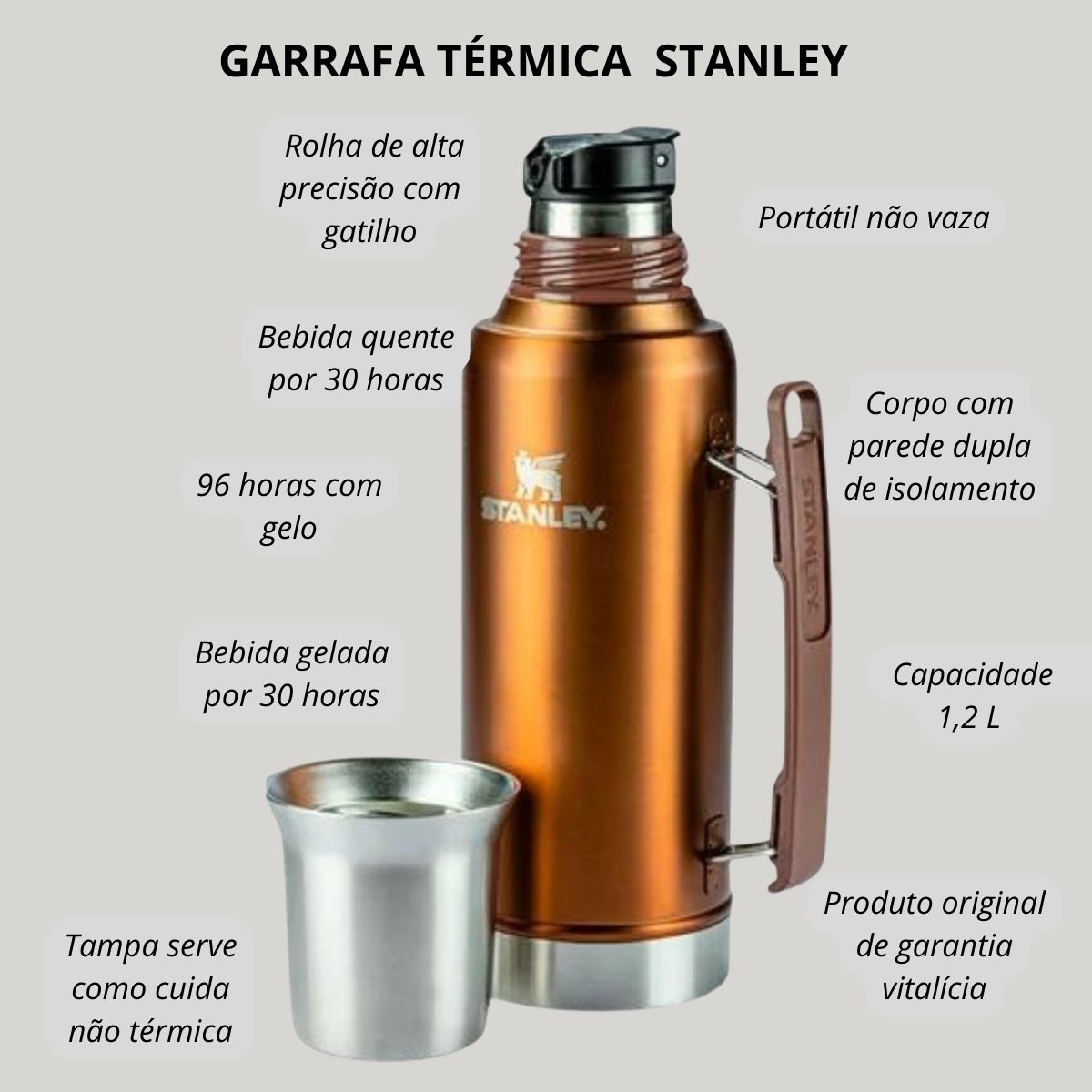 Garrafa Térmica Stanley Mate System Black 1,2l