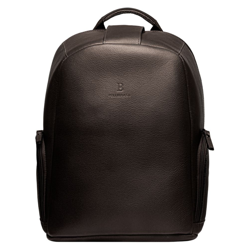 Mochila Masculina PelliBrasil 100% Couro Marrom Café Antifurto Para Notebook Até 15" Pearson Texas Ref: 2148