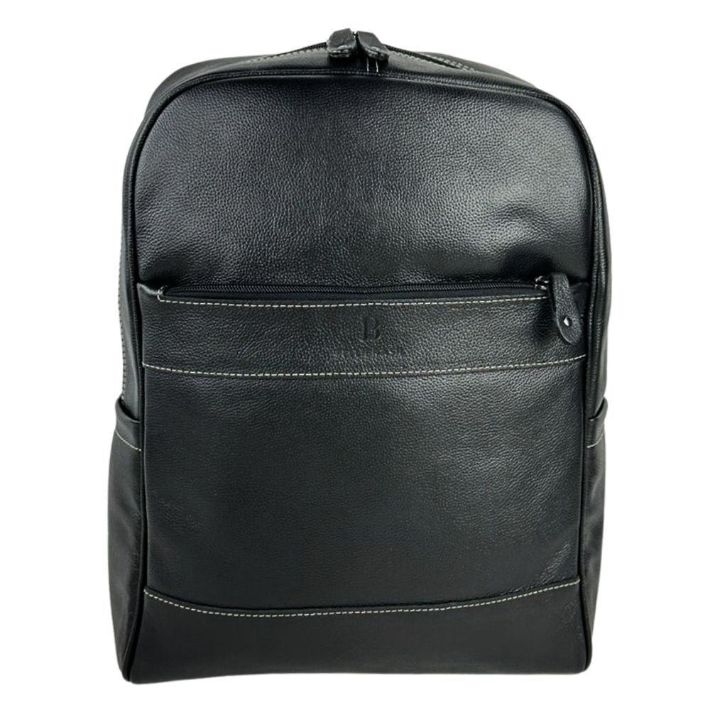 Mochila Masculina PelliBrasil 100% Couro Preto Para Notebook Até 15" Ref: 2130