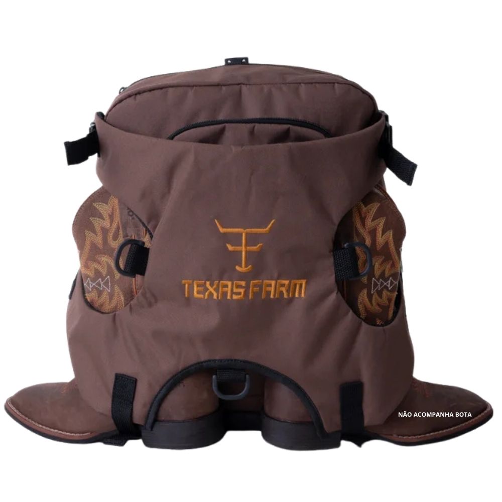 Mochila Texas Farm Hard Unissex Marrom Bordado Dourado Ref: MC004