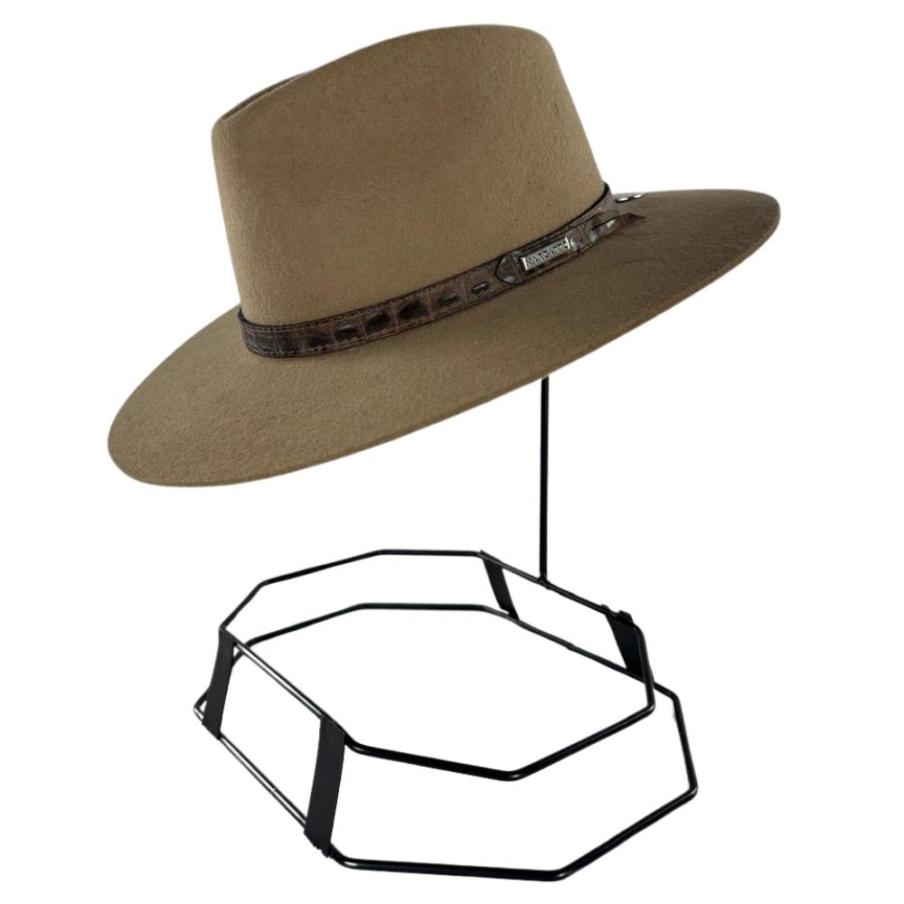 Chapéu Country De Feltro Marcatto Camel Com Abridor De Garrafa Bandinha Em Couro Carneira Em Tecido Ref:14808