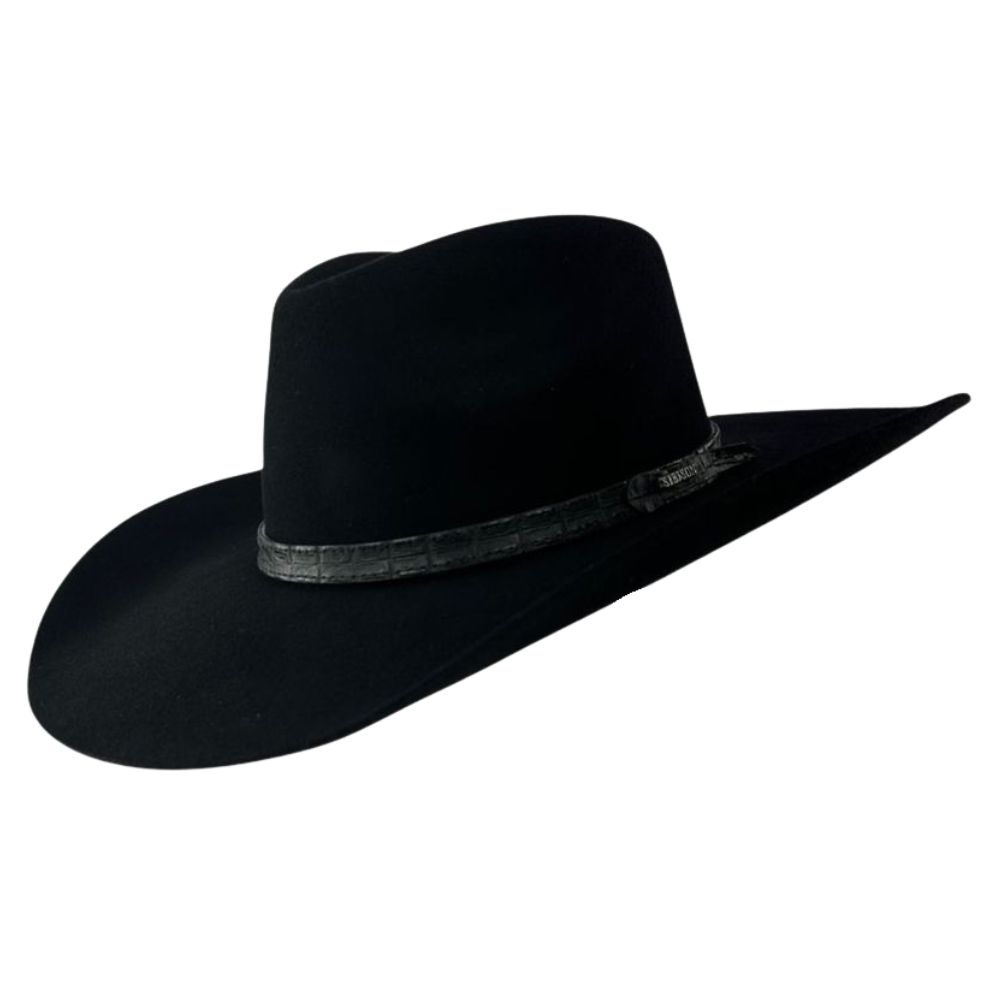 Chapéu Country Stetson Pelo De Lebre Preto Carneira Em Couro Ref