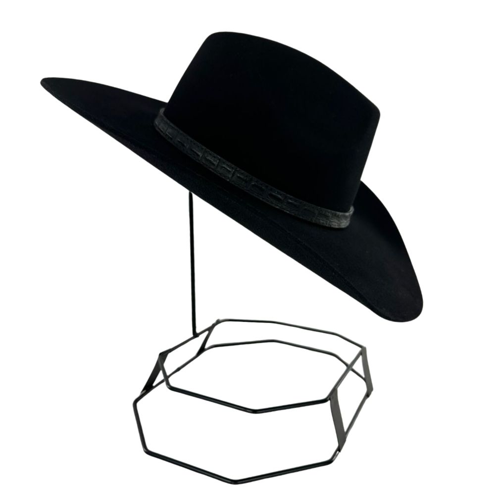 Chapéu Country Stetson Pelo De Lebre Preto Carneira Em Couro Ref