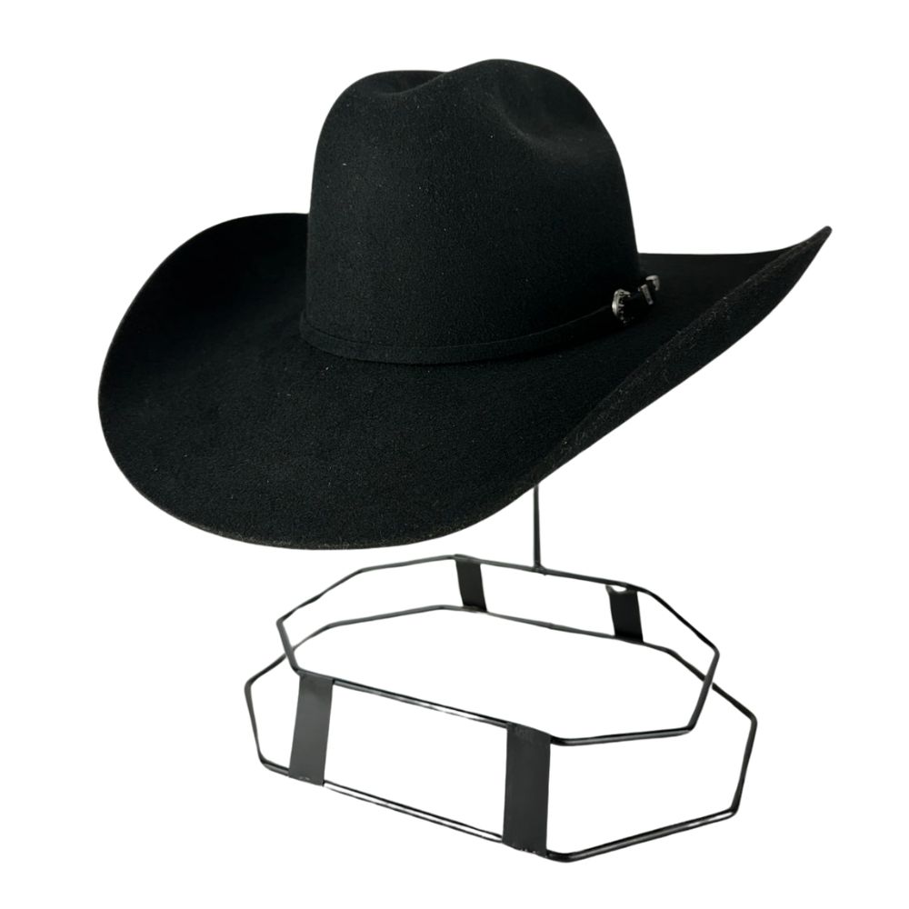 Chapéu Country Stetson Preto de Feltro Com Carneira de Couro Ref: 64433-90