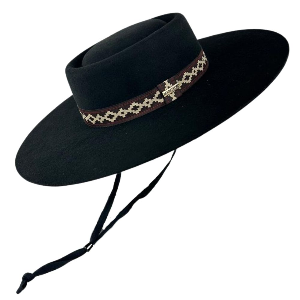 Chapéu Gaúcho Marcatto de Feltro Preto Com Marrom Ref: 14713