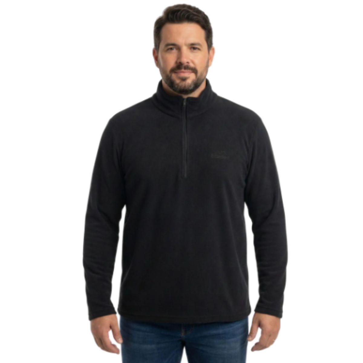 Blusa Masculina Estanciero Soft Preto Com Gola Alta E Zíper Ref: 5132 A.002