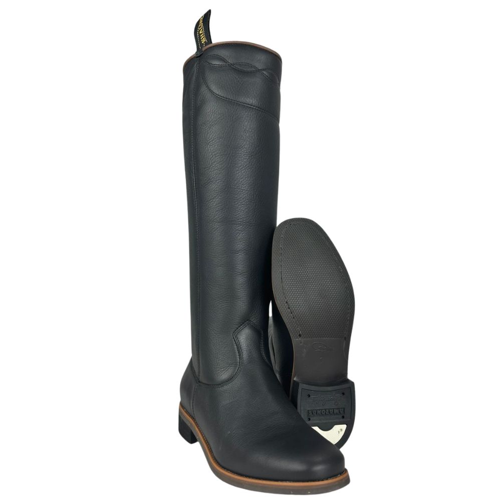 Bota Masculina Gaúcha Shaline Ginete Couro Preto Com Vira Bico Quadrado Solado Amazonas Preto Ref:545