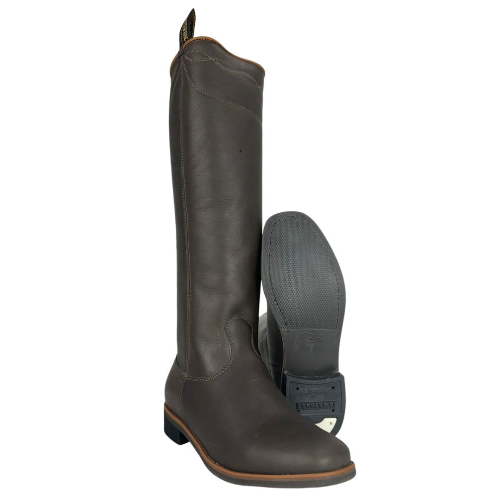 Bota Masculina Gaúcha Shaline Ginete Couro Tabaco Com Vira Bico Quadrado Solado Amazonas Preto Ref:545